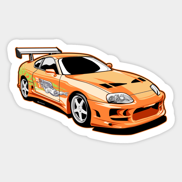 Brian's toyota supra from fast and furious Sticker by ASAKDESIGNS